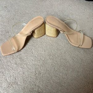 A New Day Rattan Sandal Heels Clear Straps